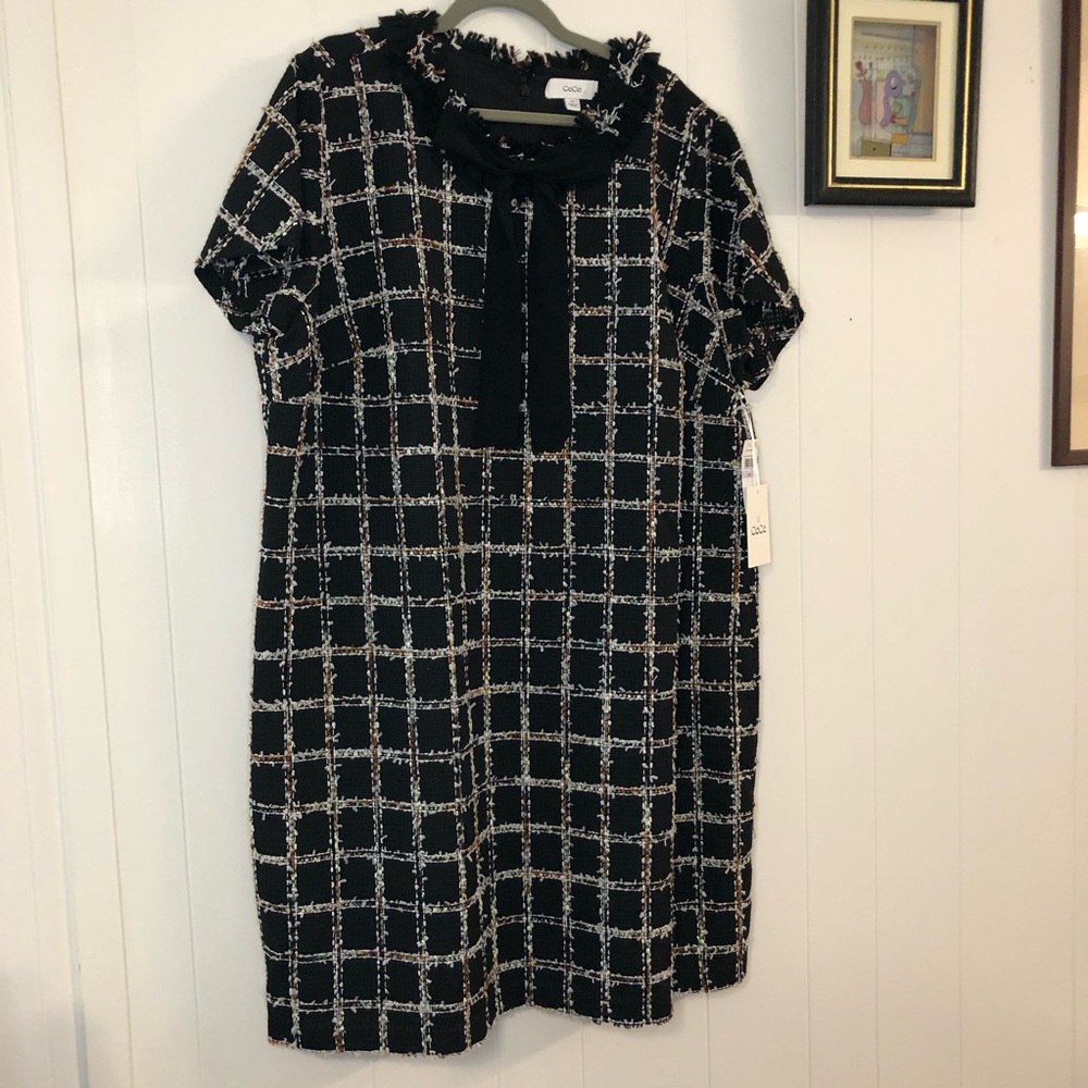 CeCe NWT Necktie Tweed Shift Dress 22W